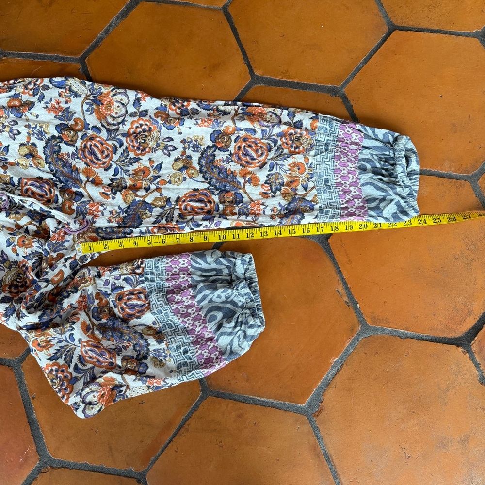 By Anthropologie Floral Lounge Pajama Pants Comfy Boho Hippie Festival Size XS - Picture 9 of 9